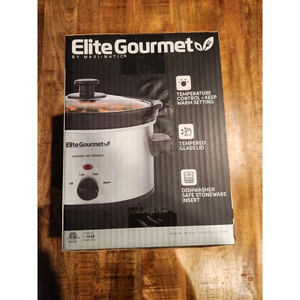 Elite Gourmet 2Qt Oval Stainless Steel Slow Cooker New